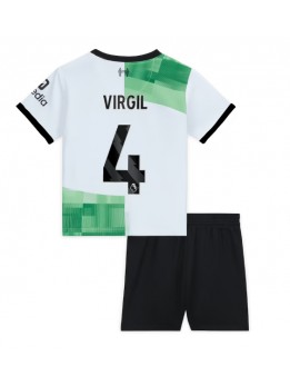 Liverpool Virgil van Dijk #4 Replika Borta Kläder Barn 2023-24 Kortärmad (+ byxor)
